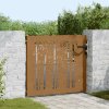 Zahradní branka 85 x 100 cm corten ocel bambusový design 153233