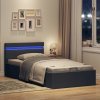 Rám postele s úložným prostorem LED tmavě šedý textil 100x200cm 285601