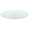 Stolní deska bílá Ø 50 x 0,8 cm tvrzené sklo mramorový design 322247