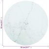 Stolní deska bílá Ø 50 x 0,8 cm tvrzené sklo mramorový design 322247