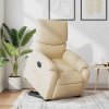 Elektrické zvedací polohovací křeslo krémové textil 3204857