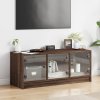 TV skříňka se skleněnými dvířky hnědý dub 102x37x42 cm 836412