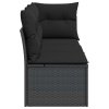 Zahradní pohovka s polštáři pro 3 osoby černá polyratan 365987