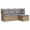 4dílná zahradní sedací souprava s poduškami béžová polyratan 3217539