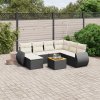 8dílná zahradní sedací souprava s poduškami černá polyratan 3257449