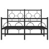 Kovový rám postele s hlavovým a nožním čelem černý 120 x 200 cm 376242