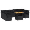 10dílná zahradní sedací souprava s poduškami černá polyratan 3271454