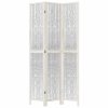 Paraván 3dílný bílý masivní dřevo pavlovnie 358672