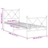 Kovový rám postele s hlavovým a nožním čelem bílý 75 x 190 cm 376559