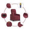 Elektrické zvedací masážní polohovací křeslo vínové textil 3206825