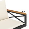 Houpací lavice s poduškami černá 109 x 62 x 40 cm polyratan 368155