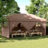Skládací party stan pop-up se 4 bočními stěnami hnědý 4004956