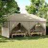 Skládací party stan pop-up se 4 bočními stěnami taupe 4004954