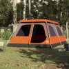 Rodinný stan kupole pro 8 osob šedý a oranžový rychloupínací 4004238