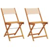 Bistro židle 2 ks béžové masivní akáciové dřevo a textil 367684