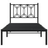 Kovový rám postele s čelem černý 80 x 200 cm 376119
