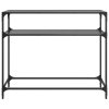 Konzolový stolek s černou skleněnou deskou 98 x 35 x 81 cm ocel 846027