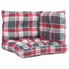 Podušky na palety 3 ks červené kárované textil 360869