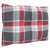 Podušky na palety 3 ks červené kárované textil 360869