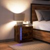 Noční stolek s LED osvětlením kouřový dub kompozitní dřevo 852055