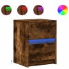Noční stolek s LED osvětlením kouřový dub kompozitní dřevo 852041