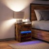 Noční stolek s LED osvětlením kouřový dub kompozitní dřevo 852041