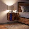 Nástěnný noční stolek s LED osvětlením kouřový dub 852097