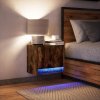 Nástěnný noční stolek s LED osvětlením kouřový dub 852083