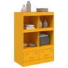 Highboard hořčicově žlutý 67 x 39 x 95 cm ocel 841802