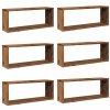 Nástěnné obdélníkové police 6 ks old wood 60x15x23 cm kompozit 856588