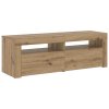 TV stolek s LED dub artisan 120 x 35 x 40 cm kompozitní dřevo 856314