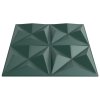 Nástěnné panely 12 ks zelené 50 x 50 cm XPS 3 m² origami 4100065