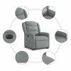 Elektrické zvedací polohovací křeslo světle šedé textil 3303214