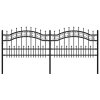 Zahradní plot s kopím nahoře černý 240 x 75 cm, práškově lakovaná ocel 151084