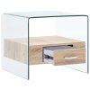 Konferenční stolek se zásuvkou 50 x 50 x 45 cm tvrzené sklo 284724