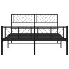 Kovový rám postele s hlavovým a nožním čelem černý 150 x 200 cm 372199