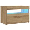 Noční stolek s LED dub artisan 60 x 35 x 40 cm kompozitní dřevo 3329176