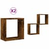 Nástěnné police kostky 2 ks kouřový dub 30 x 15 x 30 cm 815879