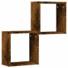 Nástěnné police kostky 2 ks kouřový dub 30 x 15 x 30 cm 815879