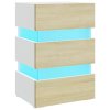 Noční stolek s LED bílý a dub sonoma 45 x 35 x 67 cm kompozit 326845