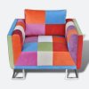 Krychlové křeslo, chromované nohy, patchwork, textilní 240895