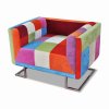 Krychlové křeslo, chromované nohy, patchwork, textilní 240895