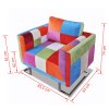 Krychlové křeslo, chromované nohy, patchwork, textilní 240895