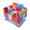 Krychlové křeslo, chromované nohy, patchwork, textilní 240895