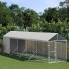 Venkovní psí kotec se střechou stříbrný 2 x 10 x 2,5 m ocel 3190492