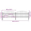 Zahradní plot s kopím nahoře ocelový 359 x 100 cm černý 277713