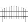 Zahradní plot s kopím nahoře ocelový 1248 x 100 cm černý 277718