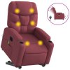 Elektrické zvedací masážní polohovací křeslo vínové textil 3204635