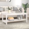 Konferenční stolek bílý 110 x 55 x 45 cm masivní borové dřevo 822273