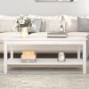 Konferenční stolek bílý 110 x 55 x 45 cm masivní borové dřevo 822273